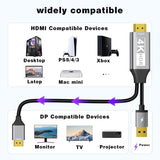 4K@60Hz HDMI to DisplayPort Cable Unidirectional HDMI 2.0 to DP 1.4 Adapter Cord HD2DP46-200