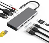 USB-C 10-in-1 Multiport Adapter Single 8K/ Dual 4K@60Hz Display Docking Station UCHP2410