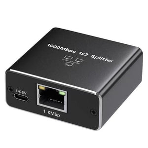 Gigabit Ethernet Splitter 1 in 2 out 1000Mbps Ethernet LAN Splitter Switch Hub GSP12