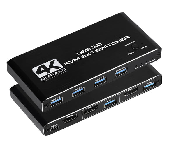 2-Way USB 3.0/ HDMI 4K KVM Switch 2-Port USB KVM Switcher Dual 4K HDMI KVM-U3HD46P2