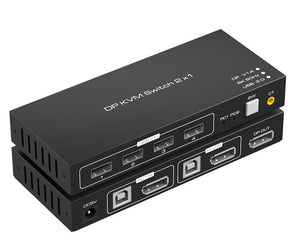 2-Way USB/ DP 4K KVM Switch USB/ DP KVM Switcher Dual DP 4K@60Hz KVM-U2DP462P