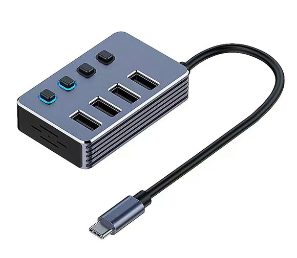 USB-C 3.1 5Gbps Data Hub 4-Port with Individual On/ Off Switches and Power Supply UCH34S