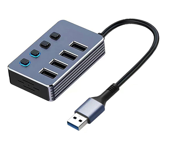 4-Port USB 3.0 Data Hub with Individual On/ Off Switches and Power Supply UH34S