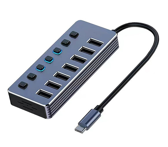 USB-C 3.1 5Gbps Data Hub 7-Port with Individual On/ Off Switches and Power Supply UCH37S