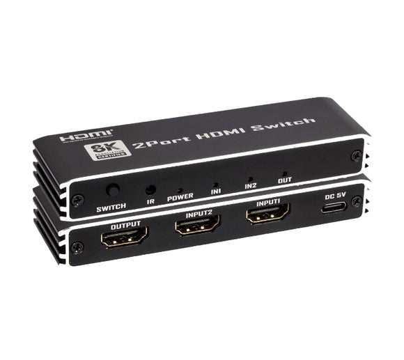 8K HDMI Switch 2 in 1 Out HDMI 2.1 Switcher 8K@60Hz/ 4K@120Hz/ Remote Control HDSW2186-1