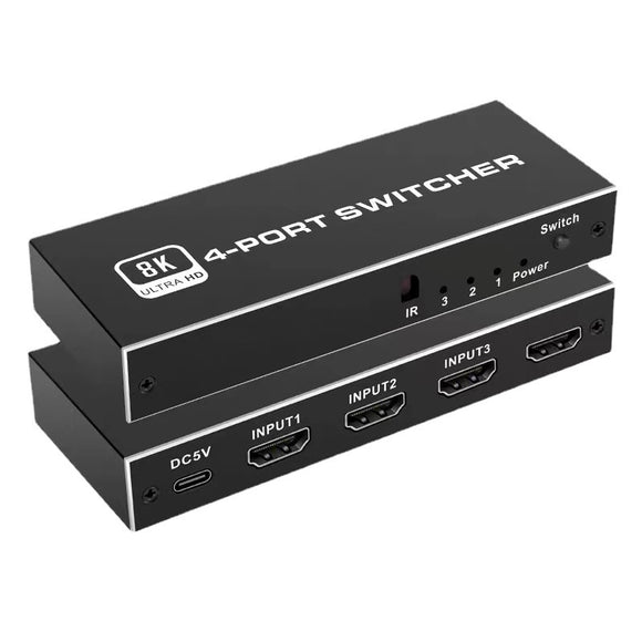 8K HDMI Switch 3 in 1 Out HDMI 2.1 Switcher 8K@60Hz/ 4K@120Hz/ Remote Control HDSW3186-1