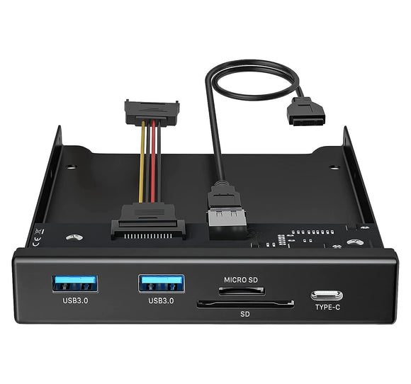 Front Panel 3.5 Inch Bay 5 Ports with 2x USB 3.0 + 2-Slot SD/ TF Card Reader + 1x Type-C FU5221C
