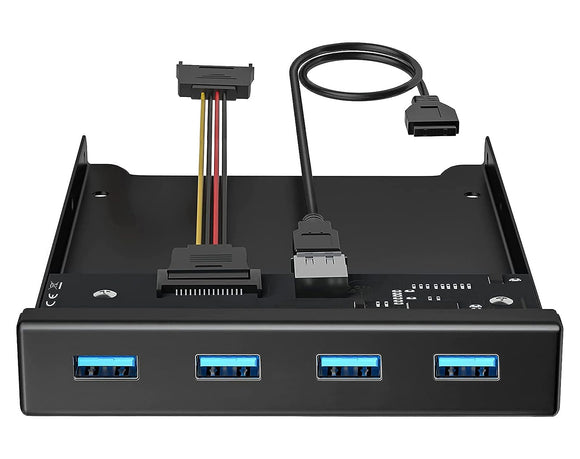 Front Panel 3.5 Inch Bay 4 Ports USB 3.0 Data Hub with 4x USB-A 5Gbps Ports FU34A