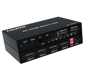 4K HDMI Matrix Switch 4 In 2 Out 4K@60Hz HDMI 2.0 Matrix 4 to 2/ 4x2 Switcher HDMX4642