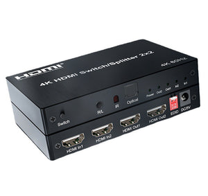 4K HDMI Splitter Switch 2 In 2 Out 4K@60Hz 2x2 HDMI 2.0 Switcher and Splitter HDSPW4622