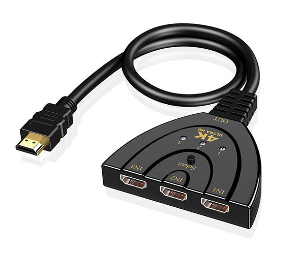 4K HDMI Switch 4K@30Hz HDMI Switcher Selector 3 In 1 Out with HDMI Cable HDSW3143