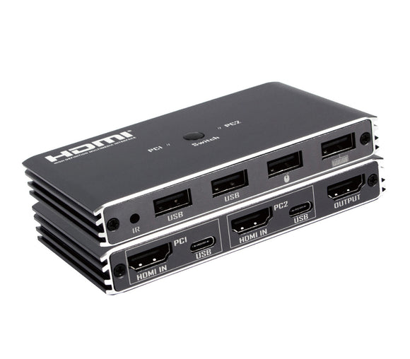 2-Way USB-C/ HDMI KVM Switch Dual 4K HDMI Monitors USB KVM Switcher KVM-UCHD462-2
