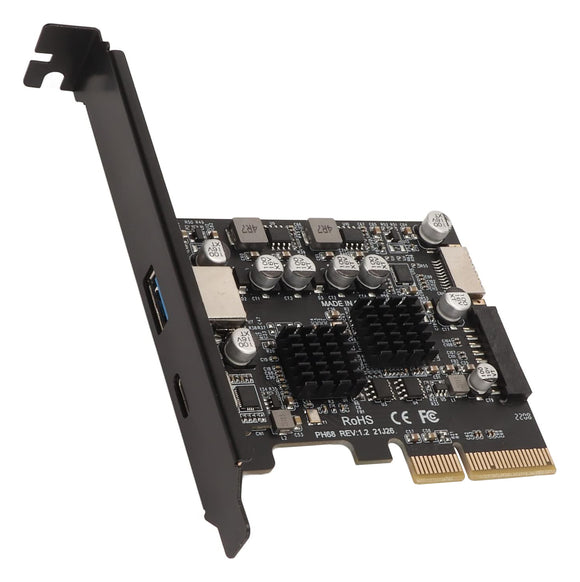 PCIe to USB 3.2 Gen2 Expansion Card 2 Ports 10Gbps Add-On Card with 1x USB-C and 1x USB-A PCIE-UCA1011