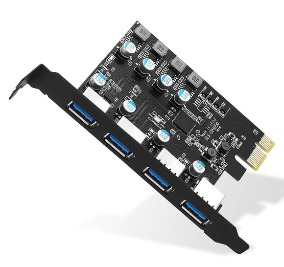 PCIe to USB 3.0 Expansion Card 4 Ports 5Gbps Add-On Card Data Hub PCIE-U34