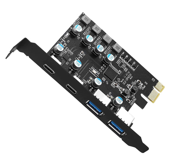 PCIe to USB 3.0 Expansion Card 4 Ports 5Gbps Data Hub with 2x USB-C and 2x USB-A PCIE-U342C