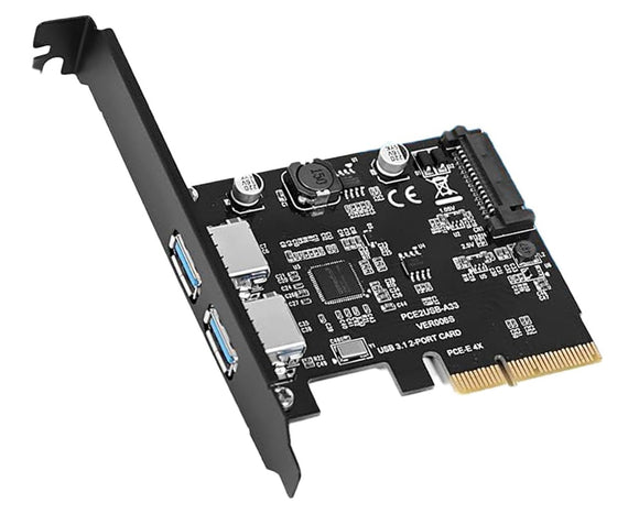 PCIe to USB 3.2 Gen2 Expansion Card 2 Ports 10Gbps Add-On Card Data Hub PCIE-UA102