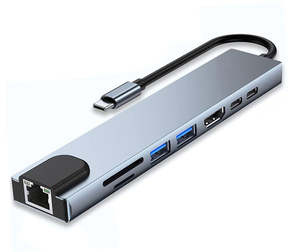 USB C Multiport Adapter 8-in-1 Type-C Hub Adapter with 4K HDMI/ PD 100W UCHD811-A