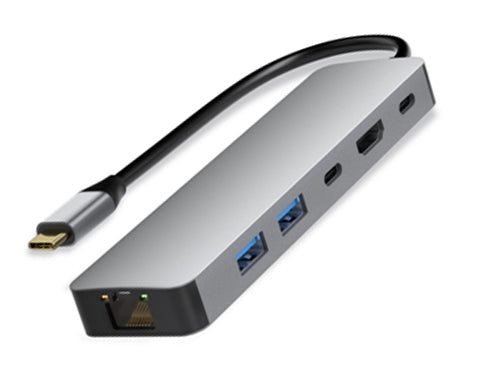 USB-C Multiport Adapter 6-in-1 USB Type-C Hub Adapter with 4K HDMI/ PD 100W UCHD615
